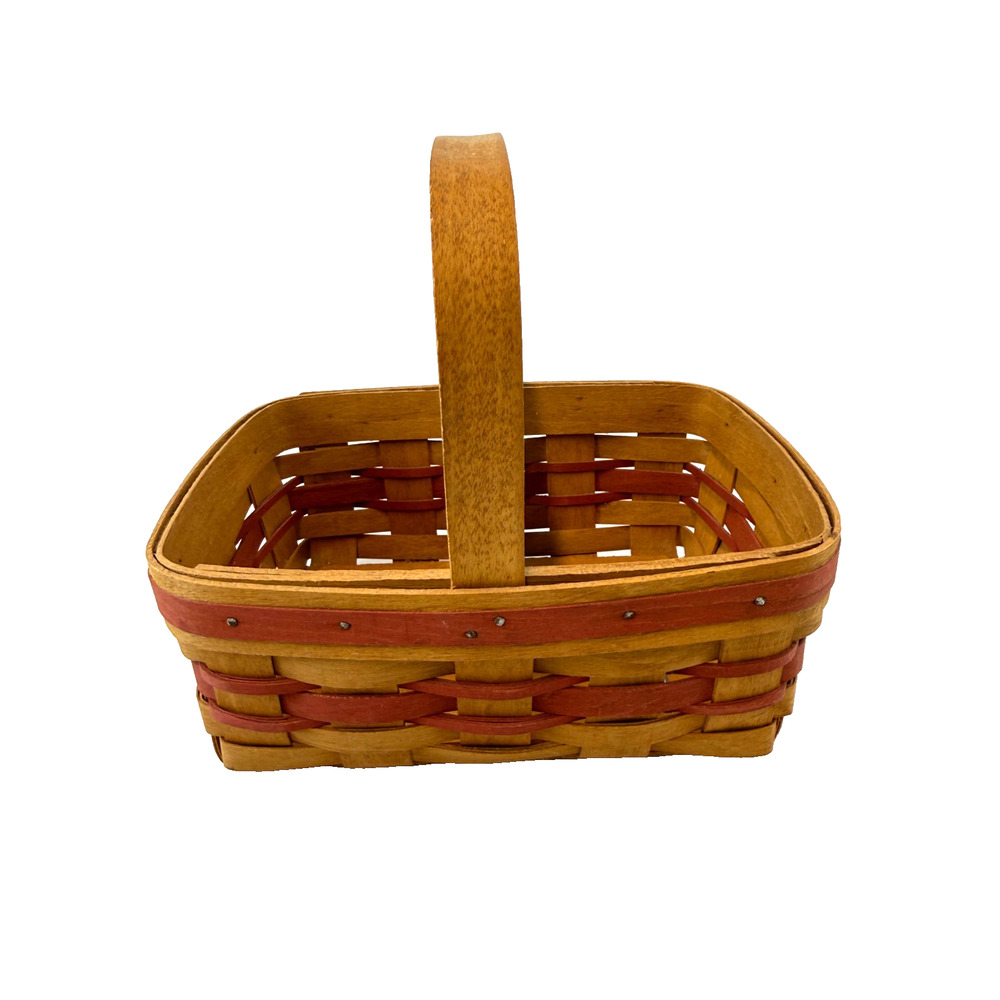 1994 Longaberger Mother's Day Basket w/Red Trim Vintage 6.75"L x 9.25"W x 3.75"H